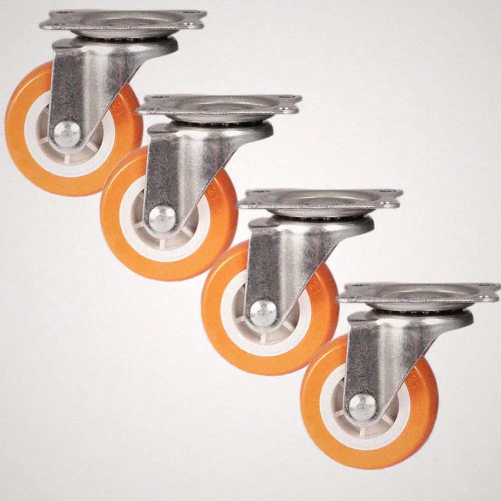Transportrolle Möbelrolle Lenkrolle Bremse 4 Rollen SET Blau Orange