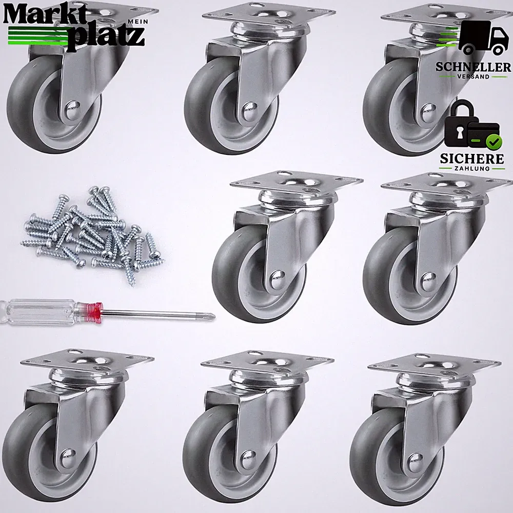 Transportrollen 50 mm 8 Stück Lenkrollen Möbelrollen 50 kg Pro Roller für Möbel