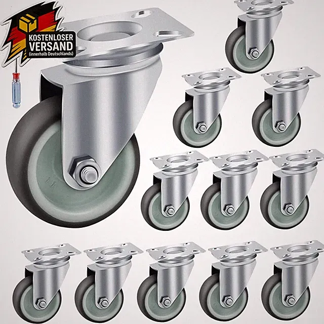 Transportrollen 50mm Gummi Möbelrollen mit Schrauben für Schwerlasten 50kg/P Rol