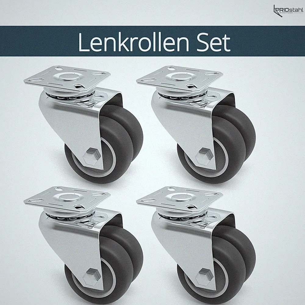 Transportrollen Doppelrollen Lenkrollen Möbelrollen Rollen 4er Set Grau 50mm
