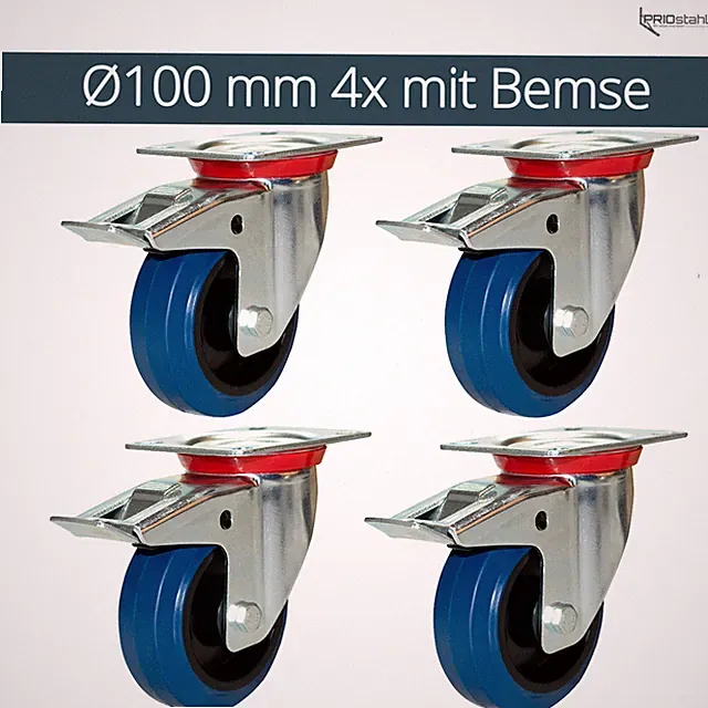 Transportrollen Lenkrollen mit Bremse Schwerlastrollen BLUE WHEEL 80 100 125mm