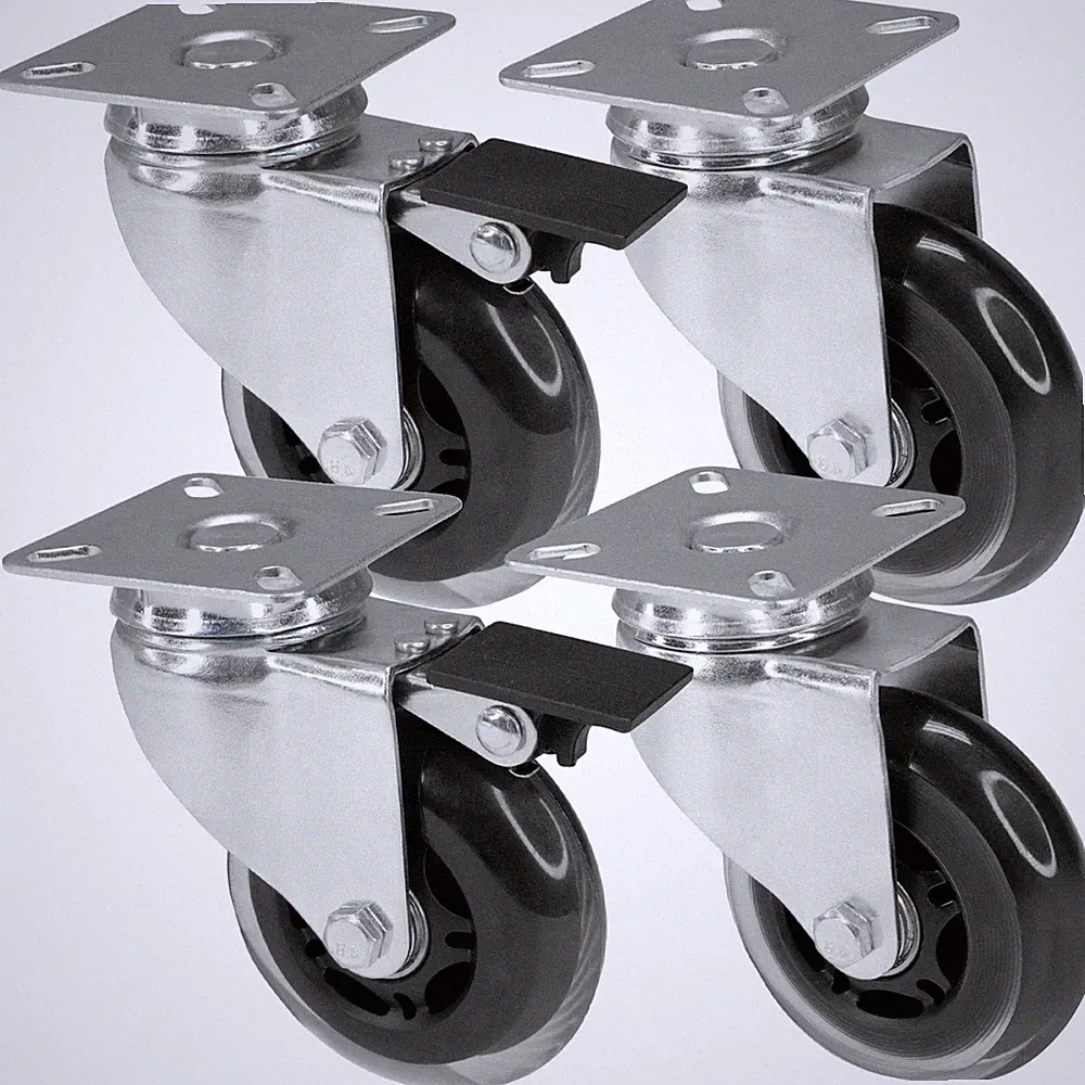 Transportrollen Set 75mm & 100mm Transparent Möbelrollen Lenkrollen Gummirollen