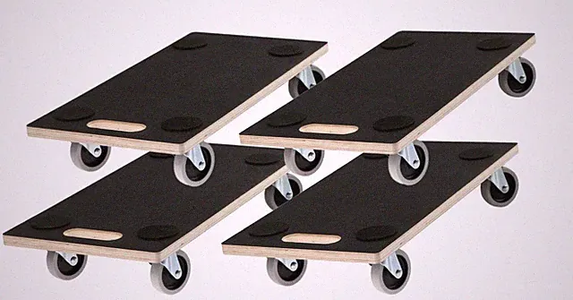 Transportroller Möbelroller Rollbrett Schichtholz TPE Rollen 200 kg 4 Stück