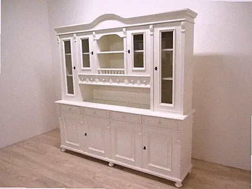 traumhaftes Buffet im Landhausstil Shabby-Chic-weiß, massiv Weichholz Vitrine