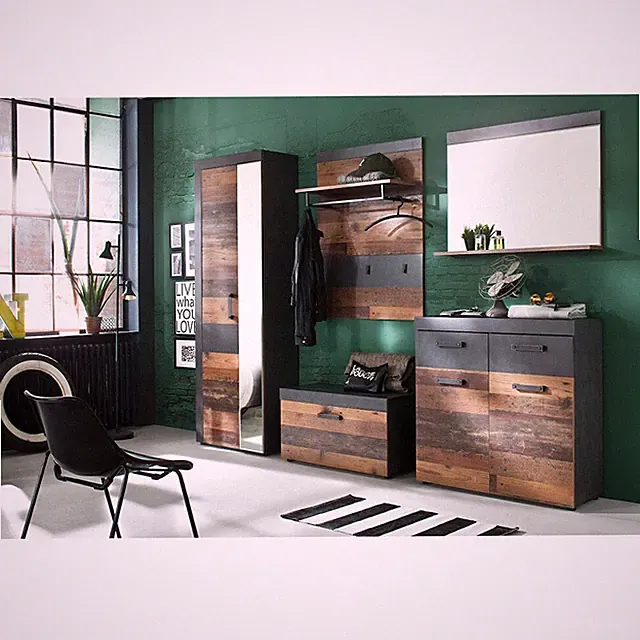 trendteam Garderoben-Set 5 tlg Garderobenmöbel Garderoben-Kombi Old Wood 265x192