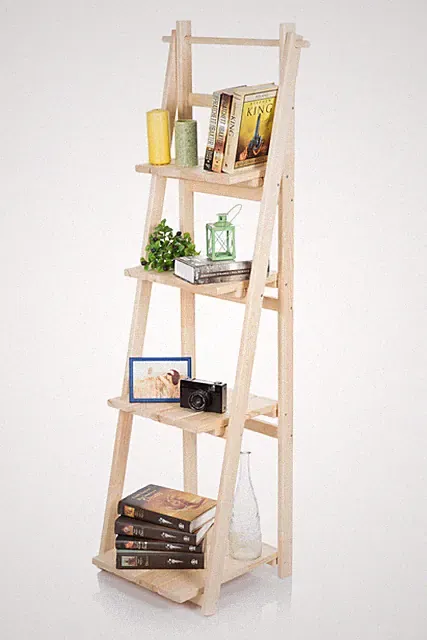 Treppenregal 150cm Holz Regal Dekoregal Standregal Leiterregal Klappbar Natur