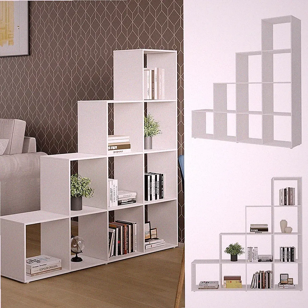 Treppenregal Aramis Weiß 138 x 143 10 Fächer Vicco