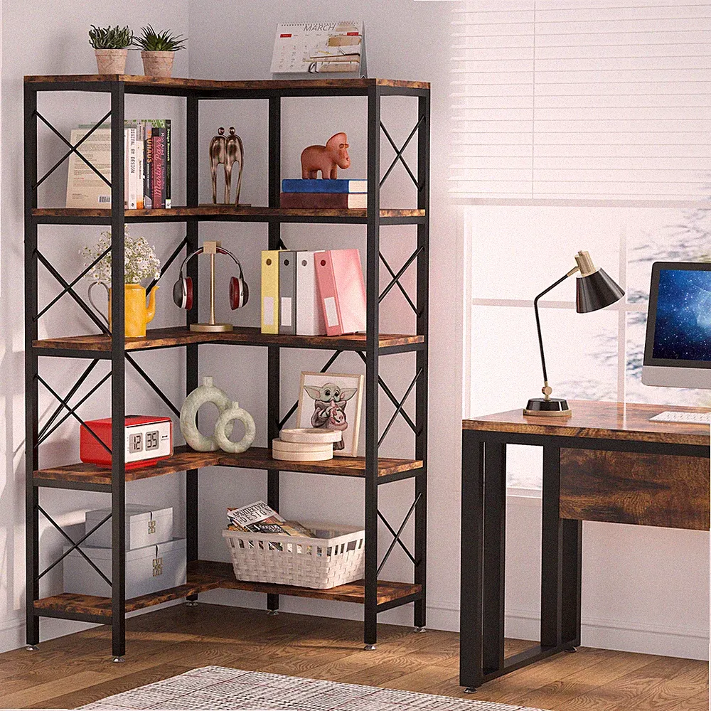 Tribesigns 5-Tier Eck-Bücherregal, modernes Eck-Bücherregal,Eckregal