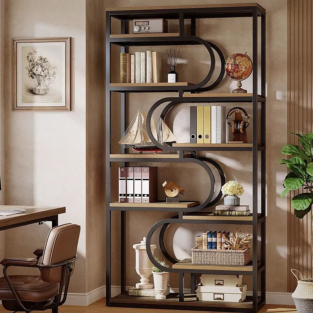 Tribesigns Bücherregal 180cm hoch,5 Ebenen Industrial Regal mit offenem Stauraum
