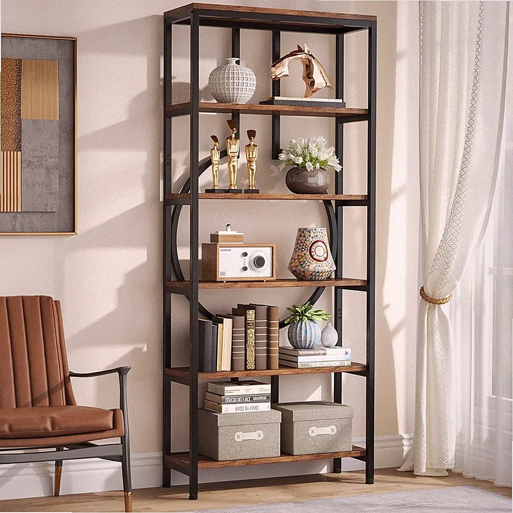 Tribesigns Bücherregal,industrielles 6-stuckiges Etagere-Bücherregal,freistehend