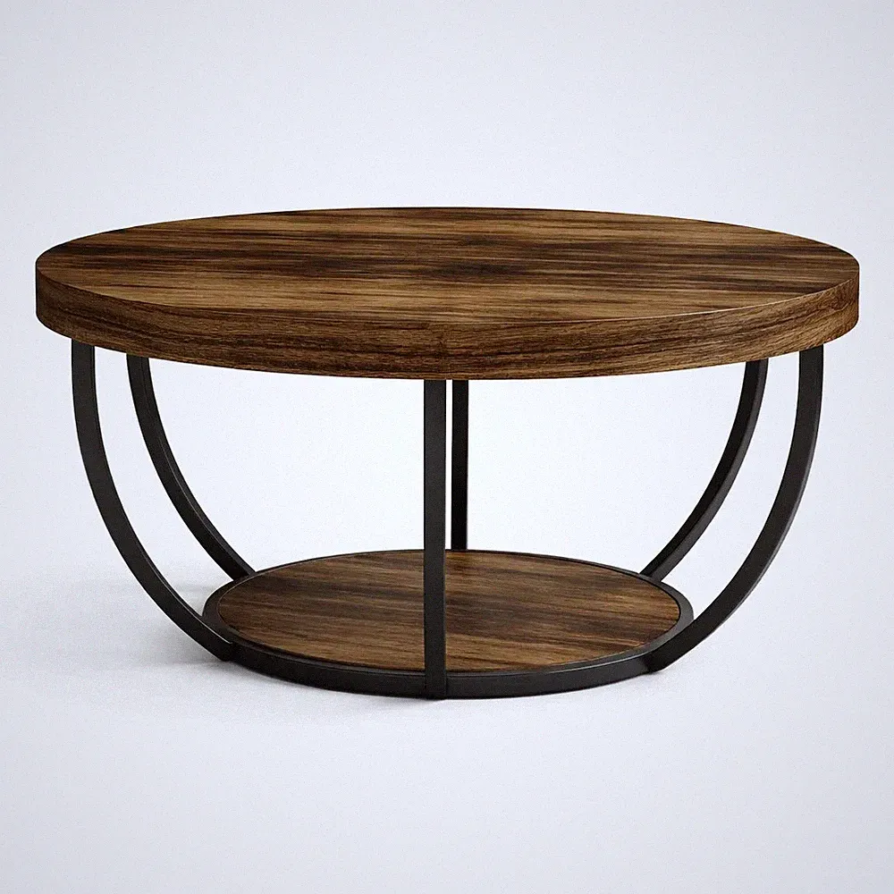 Tribesigns Couchtisch Rund 80cm 2 Ebenen mit Ablage Wohnzimmertisch