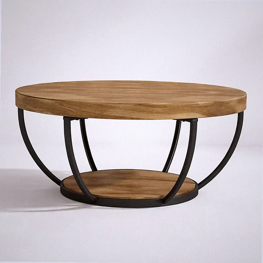Tribesigns Couchtisch Rund 80cm 2 Ebenen mit Stauraum Beistelltisch
