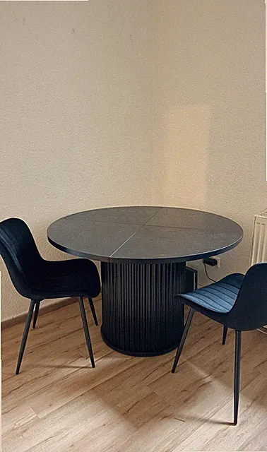 Tribesigns Esstisch Rund, 120 cm Esstisch Schwarz, für 4-6 Personen