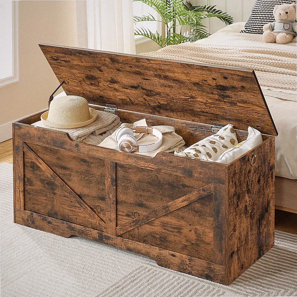 Truhen Sitzbank mit Stauraum Spielzeugkiste Truhenbank braun 110 x 40 x 50,5 cm
