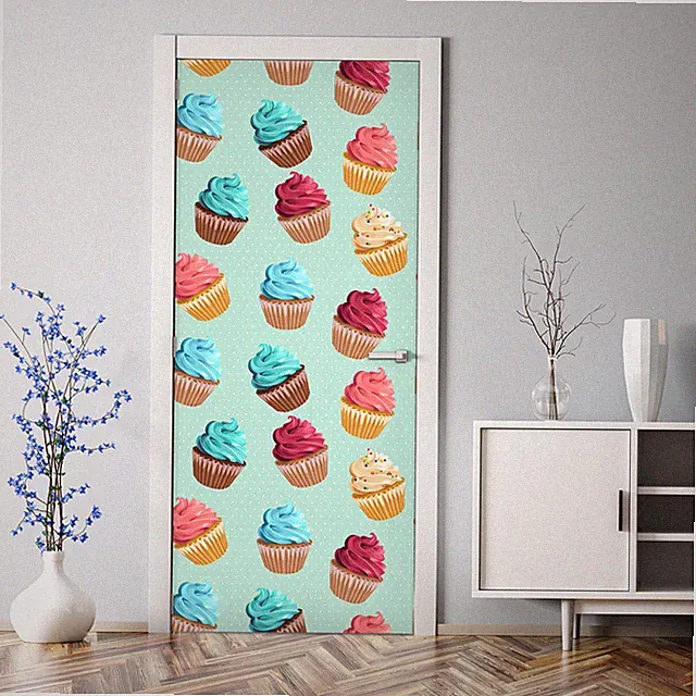 Türaufkleber Aufkleber selbstklebend Abnehmbarerdeko Muffins blau rosa