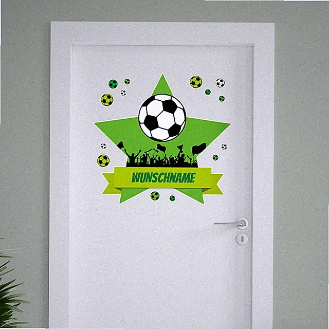 Türaufkleber Wandtattoo Kinderzimmer mit Wunschname personalisiert 07 Fußball
