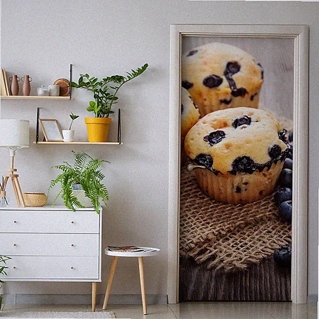 Türfolie Türaufkleber Klebefolie Türtapete Türposter Blaubeer Muffins