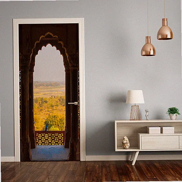 Türtapete selbstklebend Klebefolie Türposter Architektur Fort Agra Indien