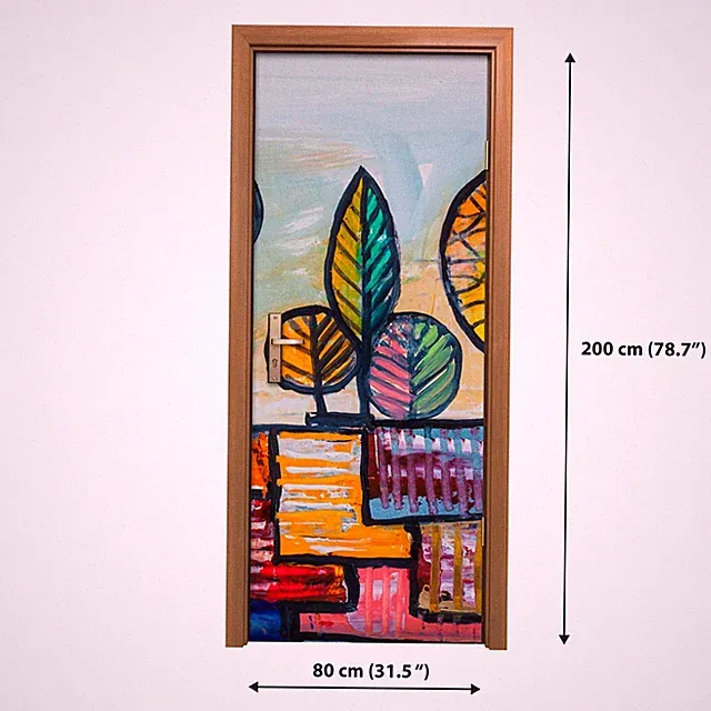 Türtapete selbstklebend Türposter Türaufkleber Klebefolie Abstrakte Kunst Bunt