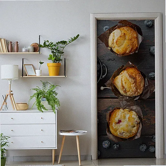 Türtapete Türposter Türaufkleber Selbstklebend Klebefolie Blaubeeren Muffin