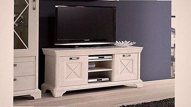 TV-Board weiß Landhaus Lowboard TV-Unterschrank Kashmir 2 Fernsehschrank Pinie