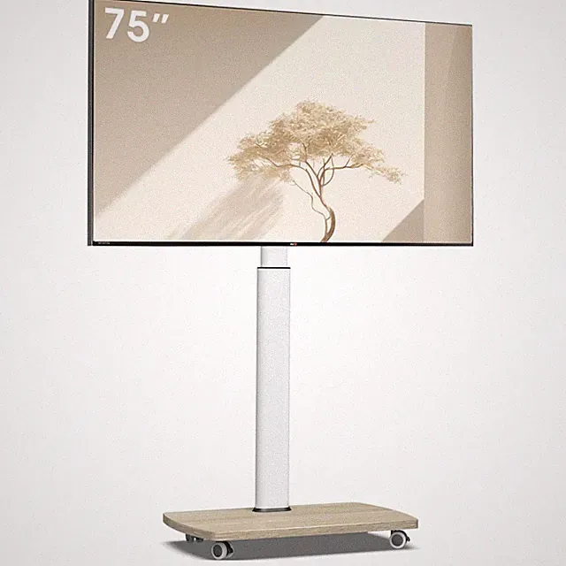 TV Bodenständer Holzregal rollbar bis 75 Zoll Höhenverstellbar schwenkbar