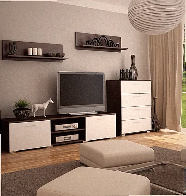 TV-Kommode Lena in Wenge/Weiß – Modernes Wohnzimmer-Set