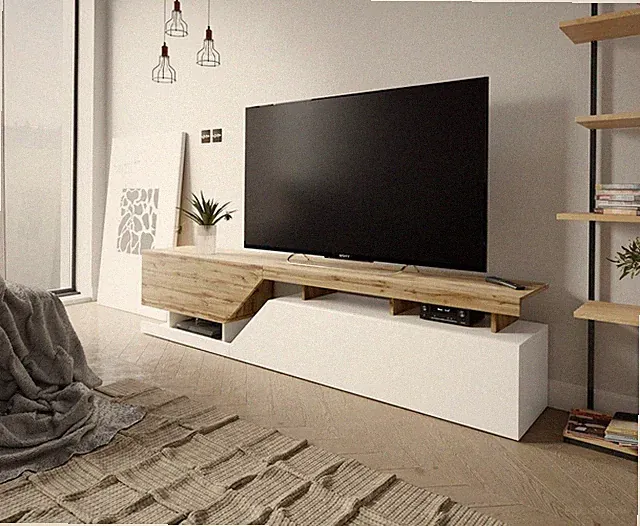 TV-Lowboard Akimbo 200 TV-Tisch Ausziehbarer TV-Schrank Wohnzimmer TV-Möbel M24