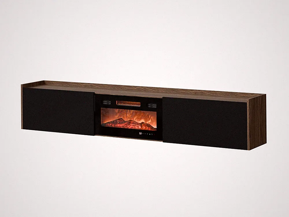 TV-Lowboard ARIGATO 200 cm mit Elektrokamin | Fernsehschrank | LED & Heizung