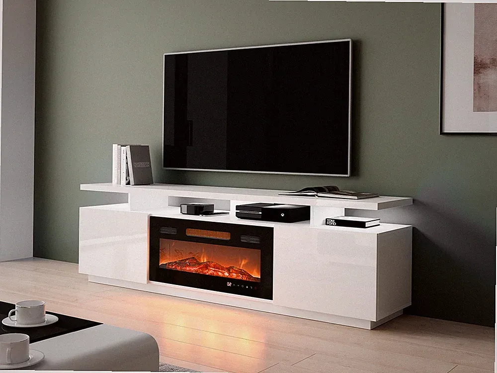 TV-Lowboard Etelka mit Kamin LED-Beleuchtung TV-Tisch TV-Schrank TV-Möbel M24