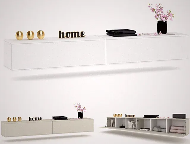 TV-Lowboard Fernsehschrank HÄNGEND Weiß/Hochglanz/Craft Eiche/Schwarz/Kaschmir