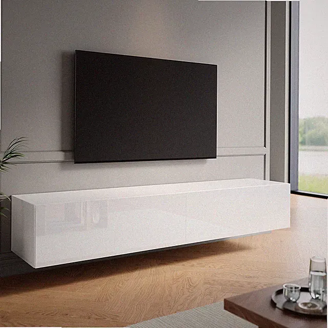 TV-Lowboard Fernsehtisch Sideboard Weiß Hochglanz Wohnzimmer Fernsehschrank 180