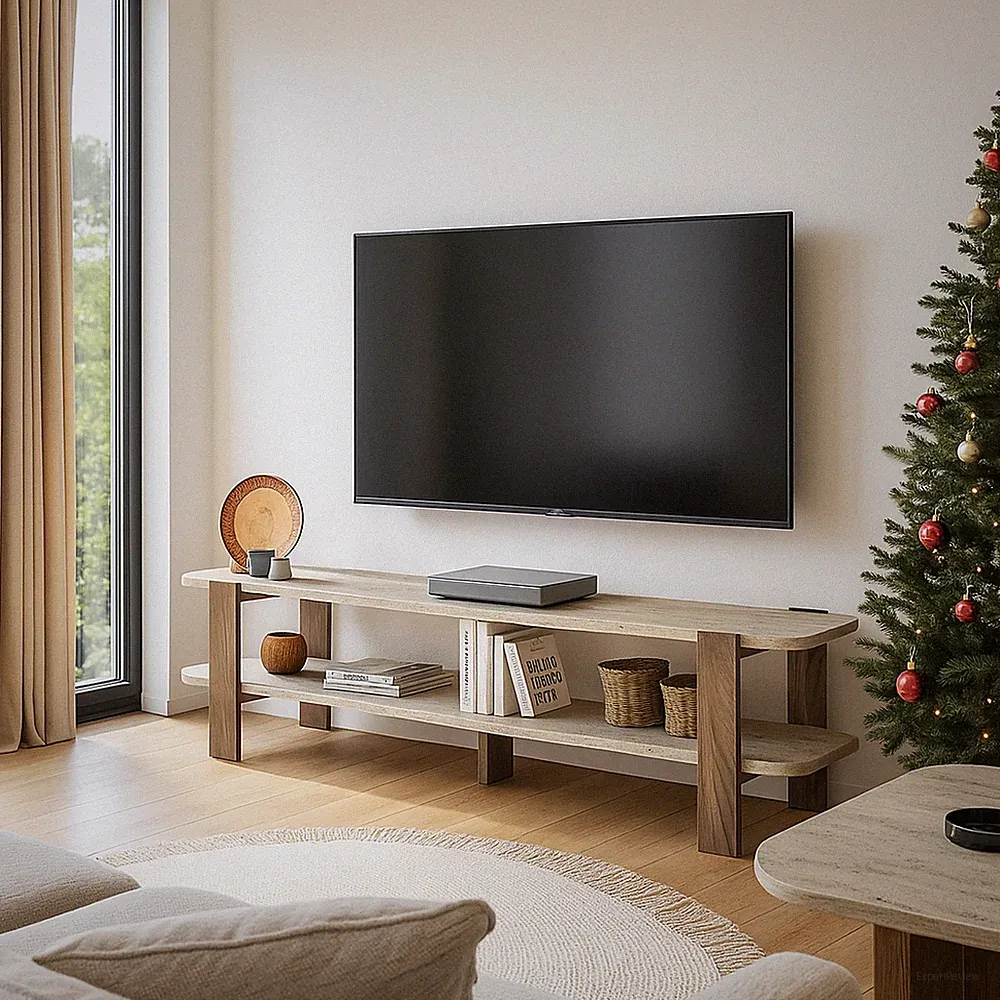 TV Lowboard Glam Granit Optik Travertin Braun