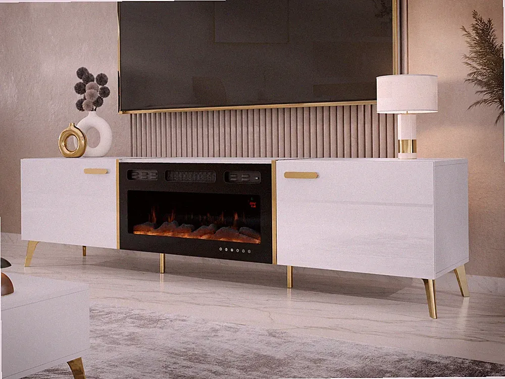 TV-Lowboard Rember 2D EF mit Kamin Fernsehschrank Fernsehtisch Kollektion M24