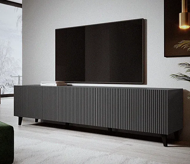 TV-Lowboard Tercjo Grey 200 Schrankwand Fernsehtisch Wohnzimmer Sideboard M24