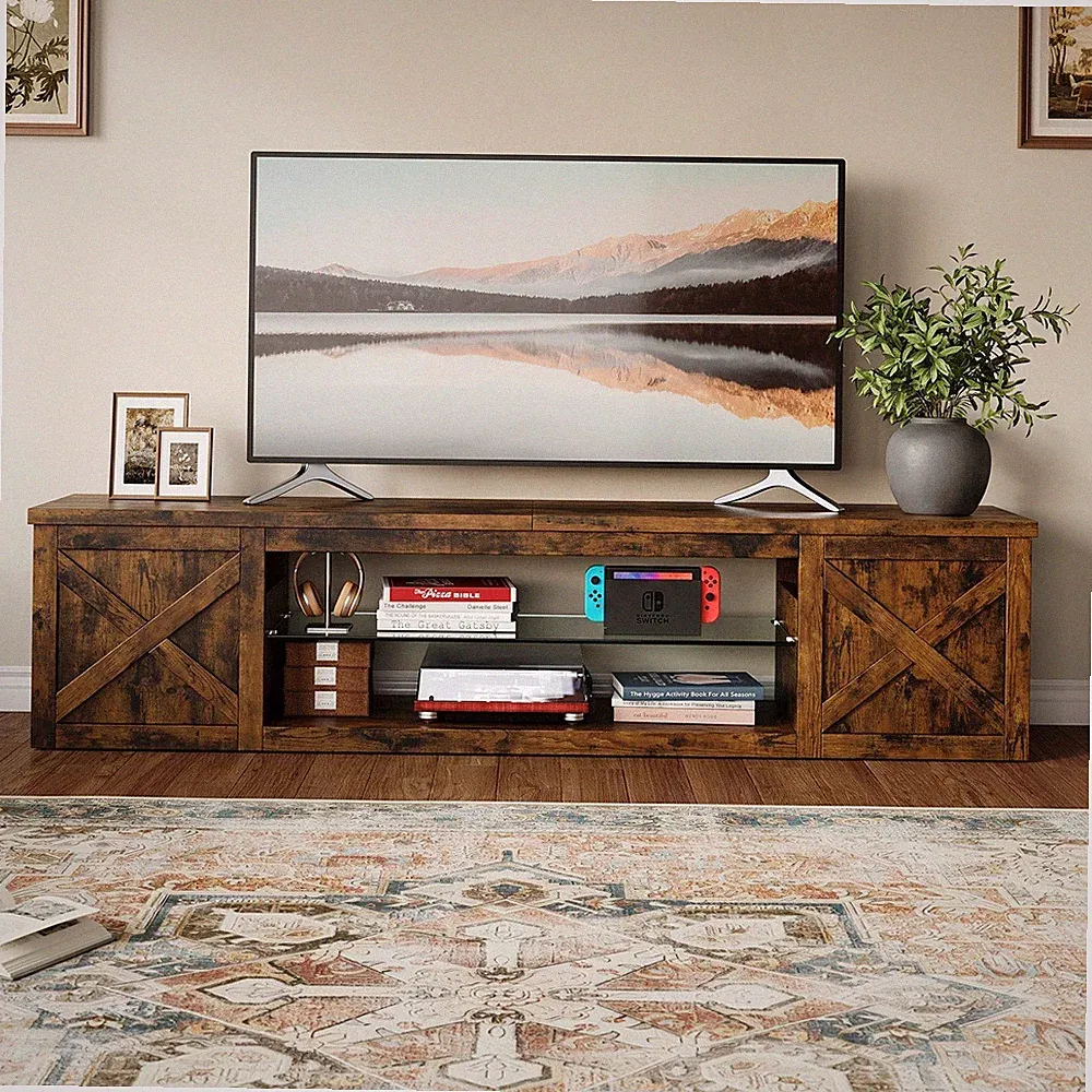 TV-Möbel TV-Schränke mit RGB LED 2 Schicht Stauraum Fernsehschrank 148cm/180cm