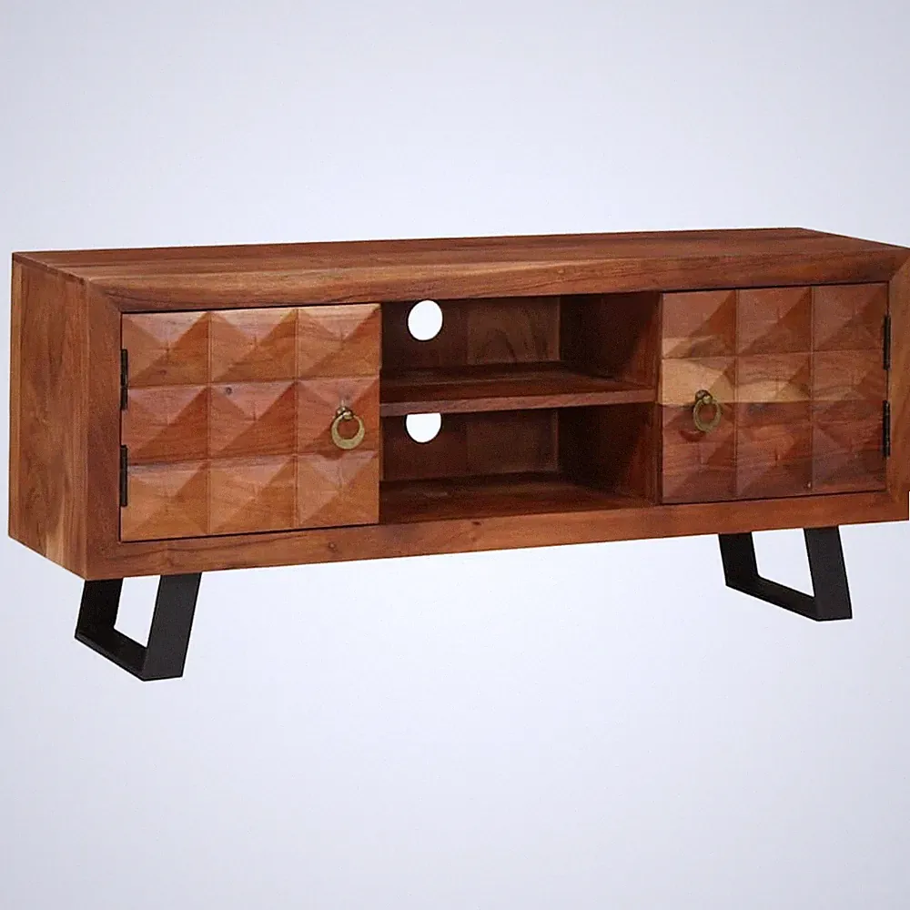 TV-Schränk TV-Möbel Fernsehtisch Honigbraun 112 x 30 x 48 cm Massivholz Akazie