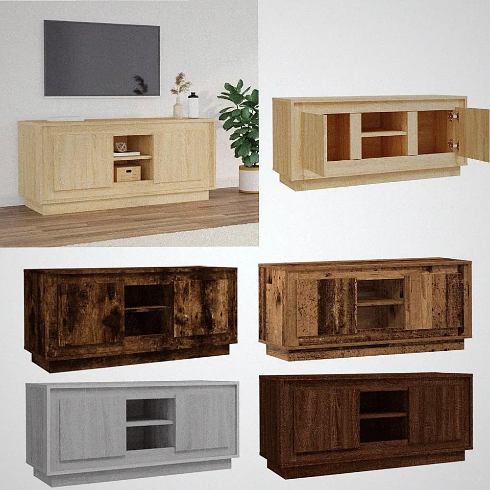 TV-Schrank 102x35x45 cm Holzwerkstoff TV-Lowboard Niedriger Schrank TV-Möbel