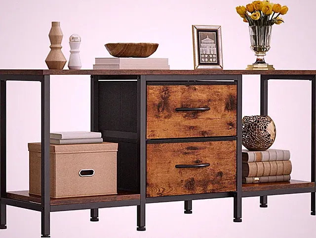 TV Schrank 47 Zoll Stahlgestell 2 Schubladen 2 Ablagen 1
