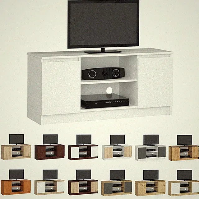 TV Schrank AKORD Fernsehkommode 120 cm 2 Türen 2 Ebenen B120xH55xT40 cm