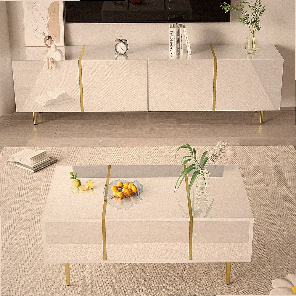TV Schrank Couchtisch Wohnzimmer Möbel Fernsehschrank Fernsehtisch Hochglanz