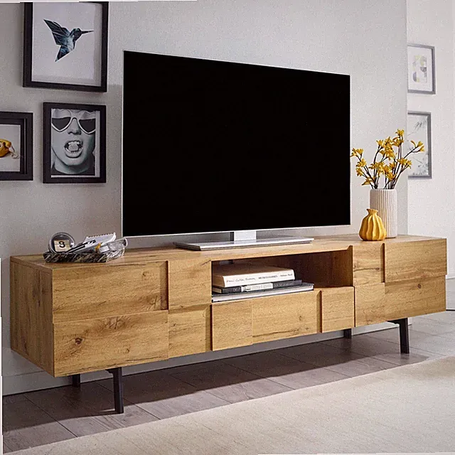 TV Schrank FineBuy Lowboard 160x46x43 cm Holz Fernsehkommode Fernsehschrank