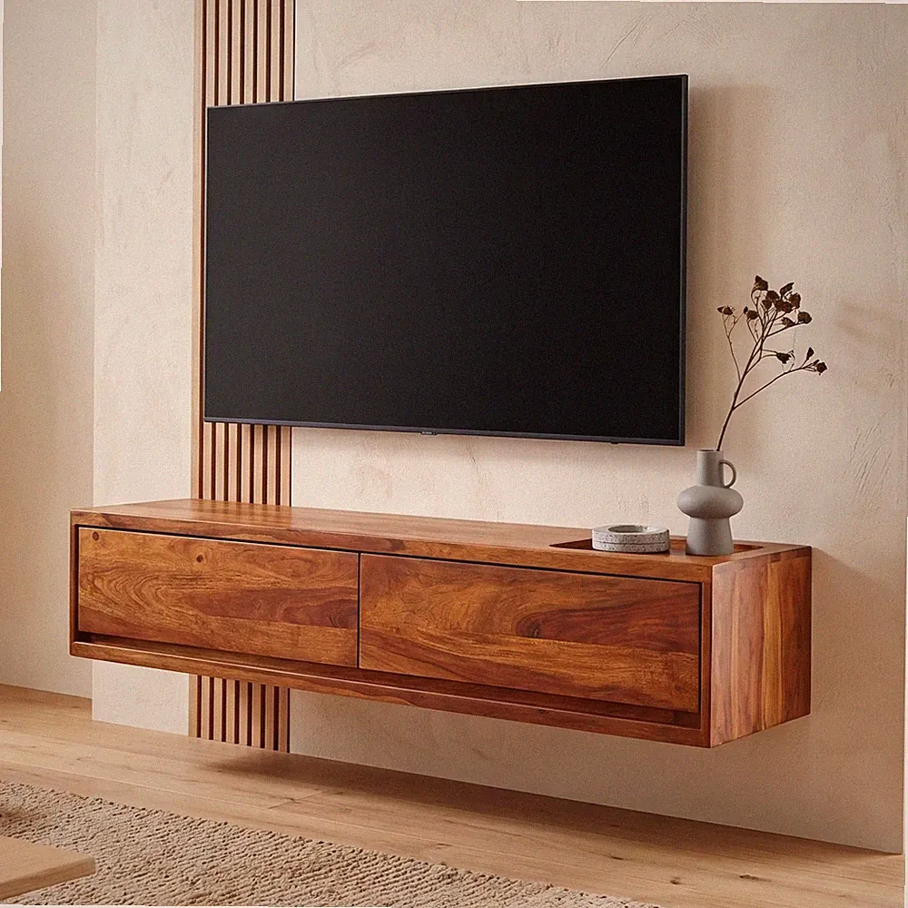 TV Schrank FineBuy Lowboard Hängend 108x25x34 cm Holz Massiv Fernsehkommode