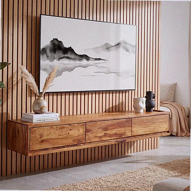 TV Schrank FineBuy Lowboard Hängend 160x25x35 cm Holz Massiv Fernsehkommode