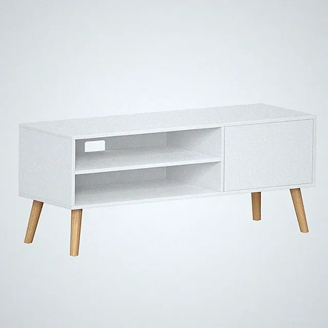 TV-Schrank Lowboard Fernsehschrank 120 cm lang Fernsehtisch weiß VTL120T46