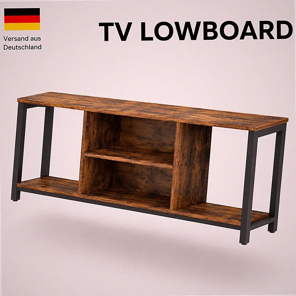 TV Schrank Lowboard Industrial Vintagebraun Schwarz Fernsehtisch 120cm