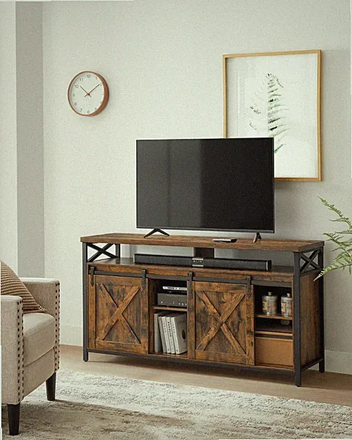TV-Schrank Lowboard mit verstellbaren Ablagen rustikale Tür VTL071B01V1