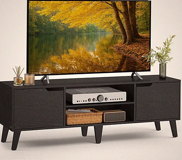 TV-Schrank LTV556B01 Mid-Century Modern 147 cm Schwarz Ver