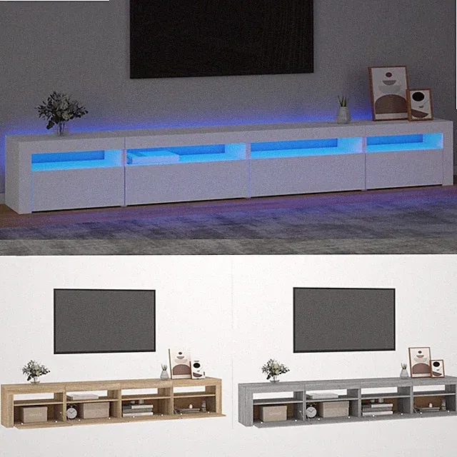 TV Schrank mit LED-Leuchten Lowboard TV Möbel Tisch Board Sideboard Fernsehtisch