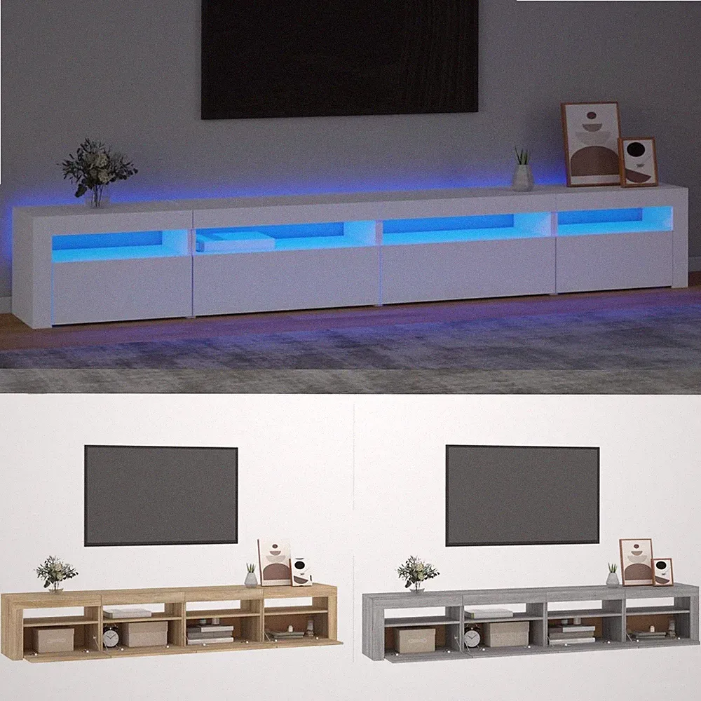 TV Schrank mit LED-Leuchten Lowboard TV Möbel Tisch Board Sideboard Fernsehtisch